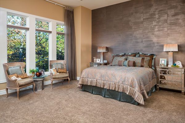 Bright room with darker walls. 