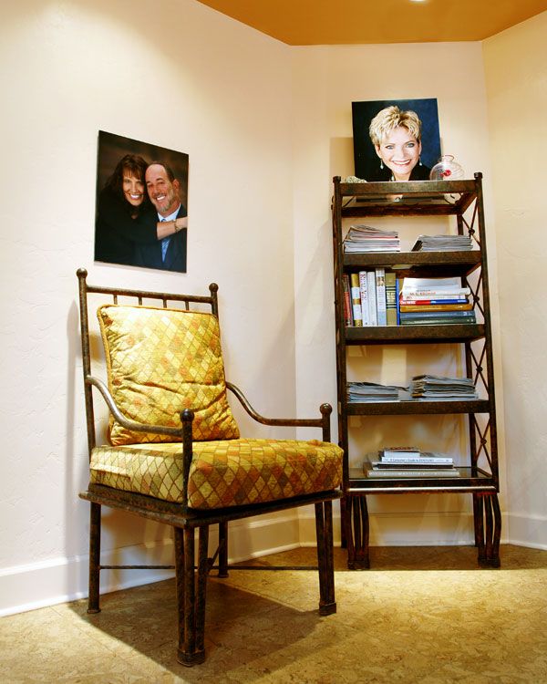 white walls with yellow colored flooring. 