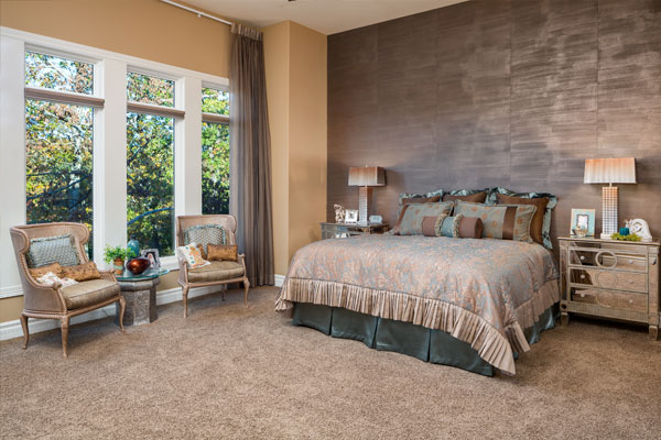 Bright room with darker walls.